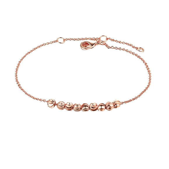 14K Dipped 925 Sterling Silver Diamond Cut Bead Adjustable Bracelet - Var.Colors - Picture 2 of 2